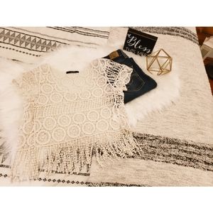 See Through Fringe Crop Top